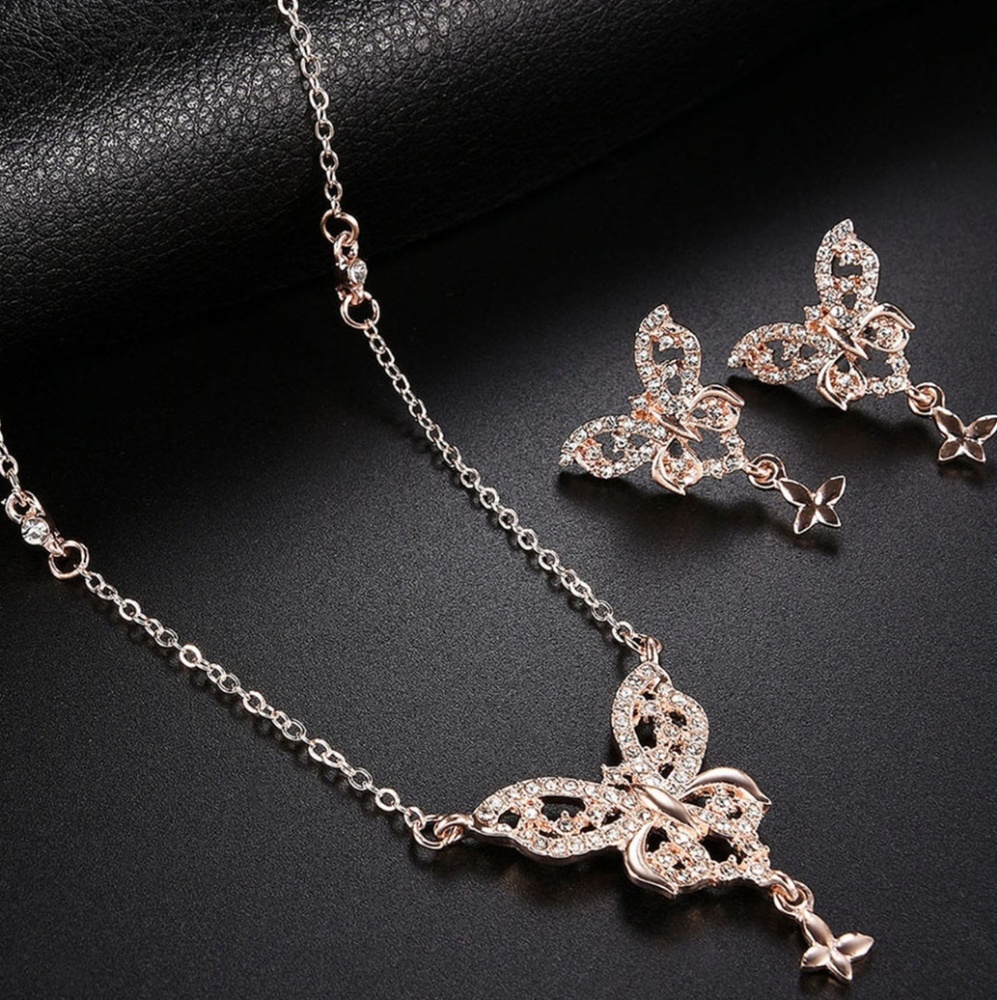 Butterfly Pendant Necklace & Earrings